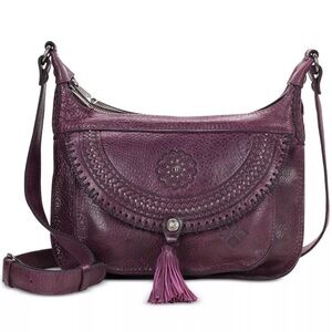 PATRICIA NASH CAMILA in Plum Leather Crossbody Bag Silver hardware